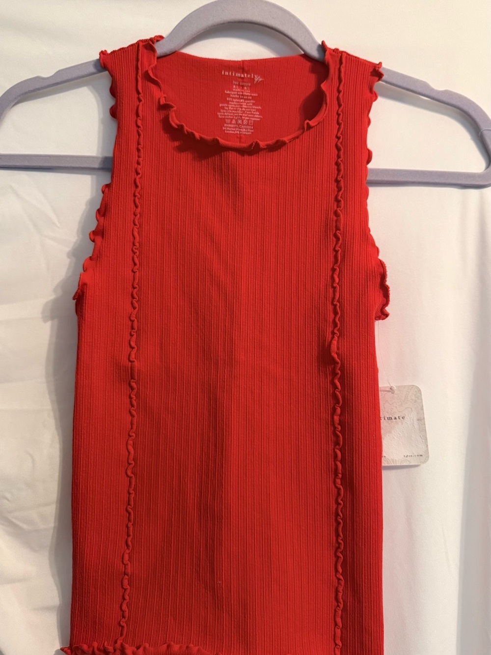 Free People - Intimately - Ribbed Ruffle Tank - Red